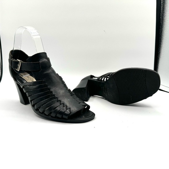 VINTAGE THE WORK COLLECTION HEELS BLACK STRAPPY SANDALS FISHERMAN HEELED SANDALS - Picture 8 of 13